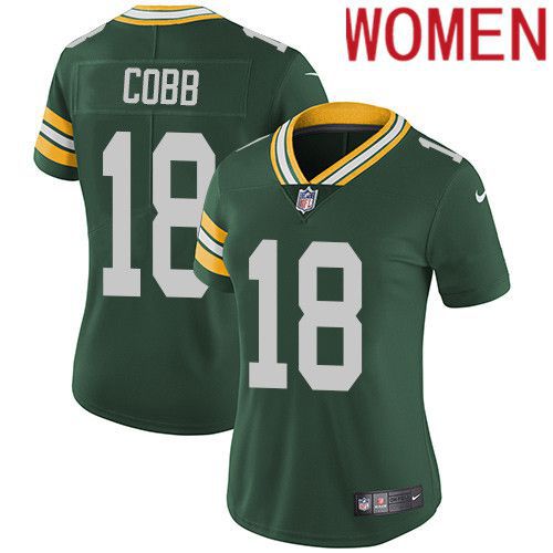 Women Green Bay Packers #18 Randall Cobb Green Nike Vapor Limited NFL Jersey